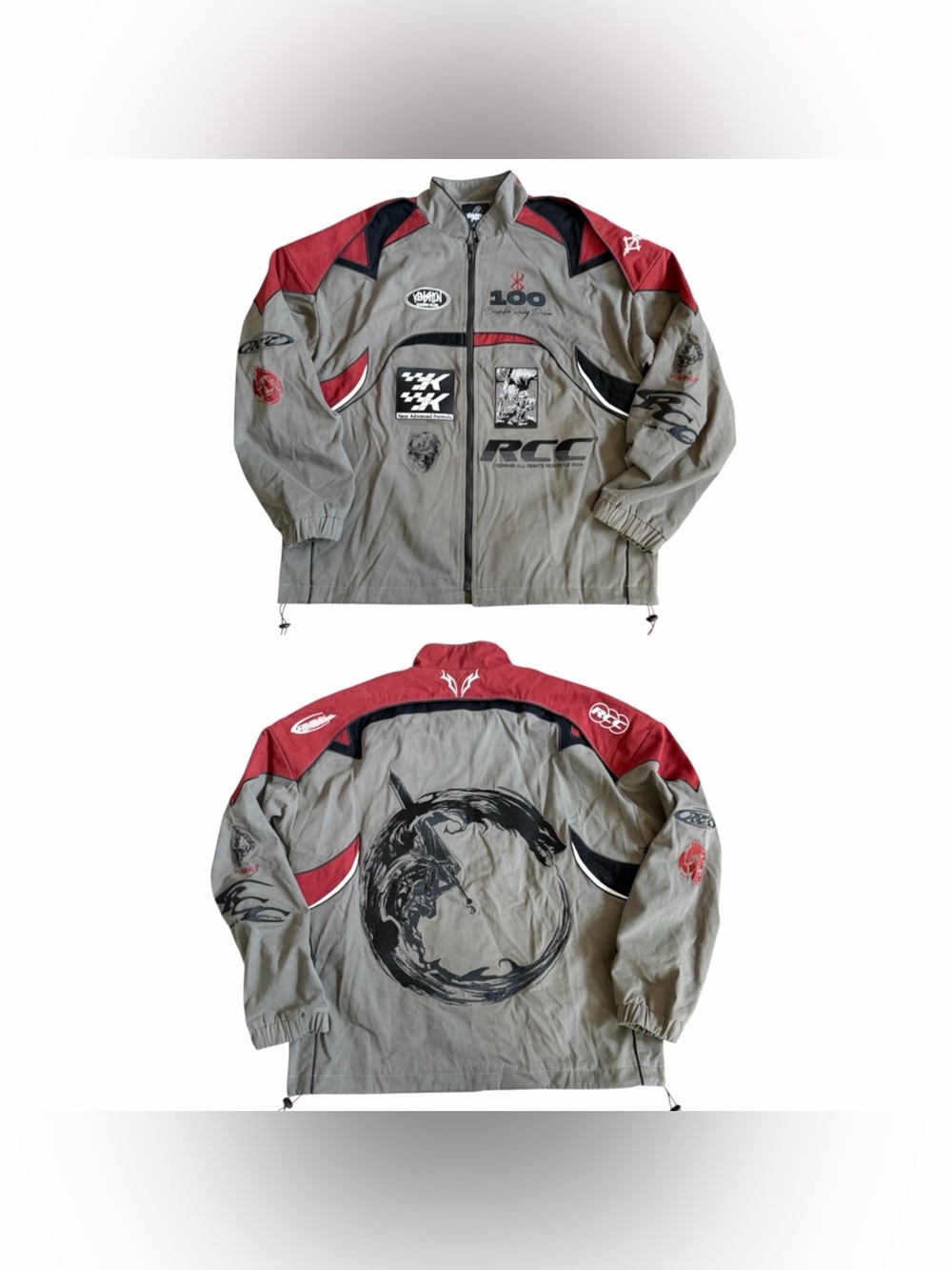 Kenshin Kollection Berserker Racing Jacket Sz M Grey Red Streetwear Anime Rare